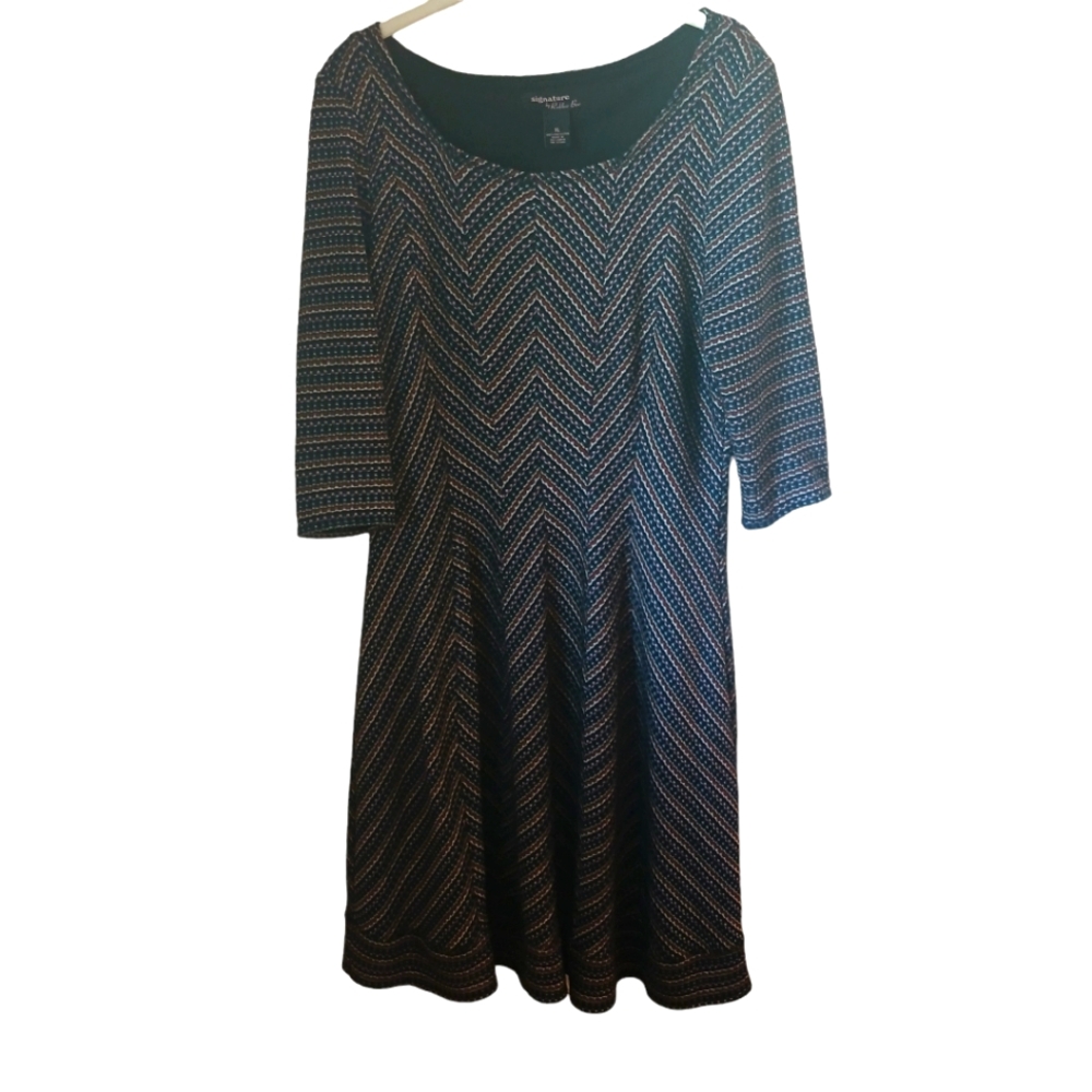Signature By Robbie Bee Women's Fit And Flair  Chevron Print  Dress Size XL